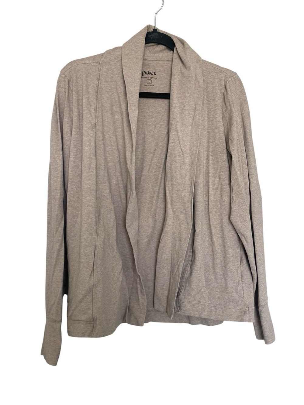 Pact Women's Open Front Cardigan Sweater - Light Taupe